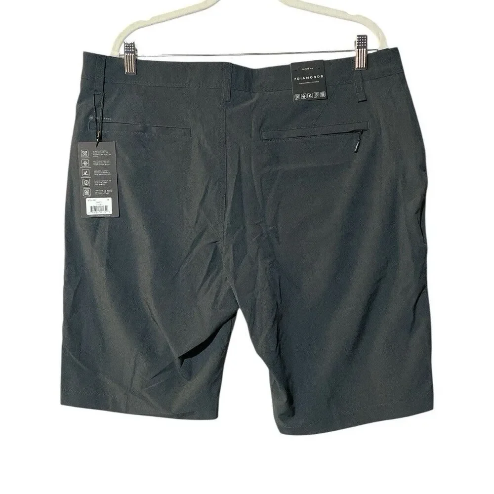 7 Diamonds Aeroplane Hybrid Stretch Performance 10” Chino Shorts Men’s 36 Gray - Picture 8 of 16